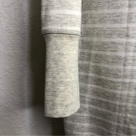 Athleta oatmeal white striped knit tunic asymmetrical hem dress size Medium - Picture 11 of 14